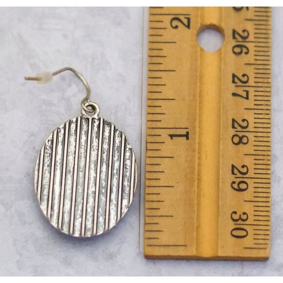 Vintage Dangle Oval Silver Egyptian Geometric Crystal Earrings - CT1 - Picture 2 of 2